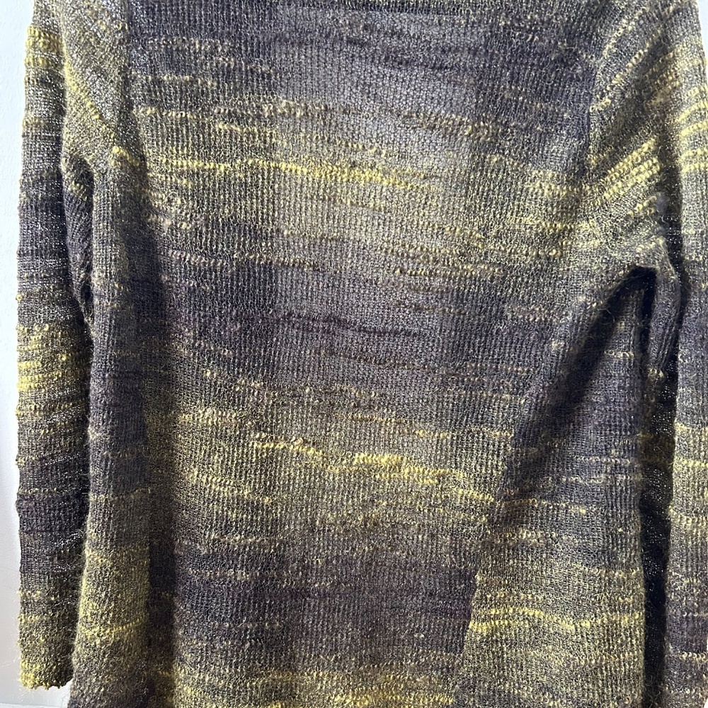 EILEEN FISHER Olive Green Mohair Boucle Open Front Cardigan - Picture 11 of 11